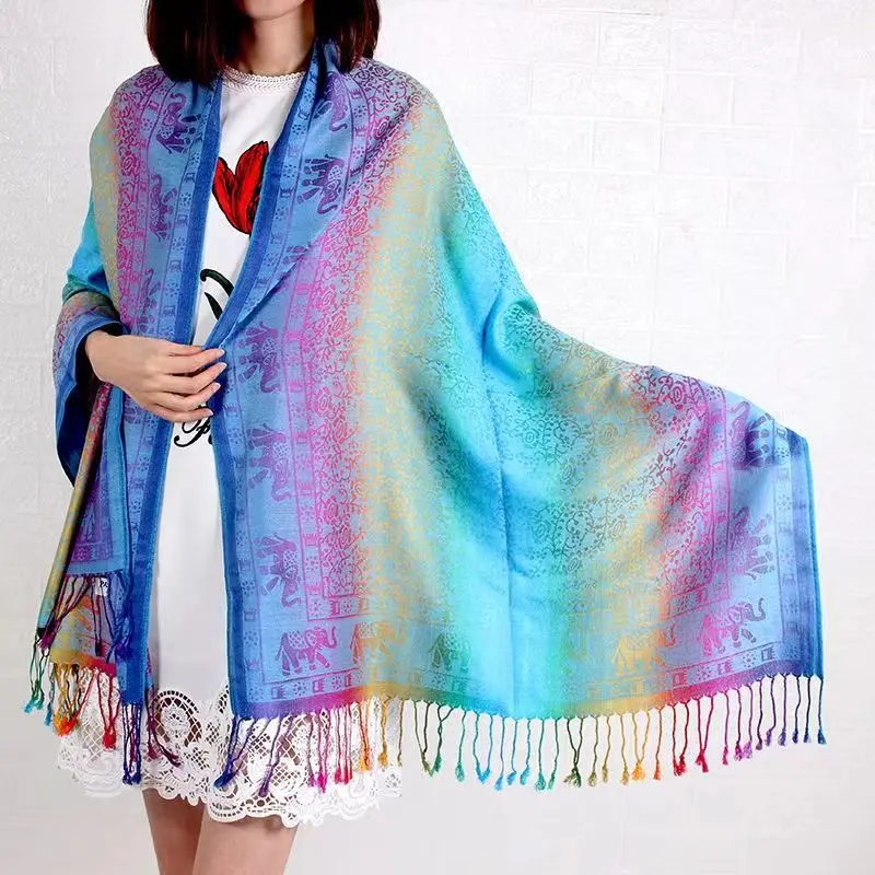 Manufacturers wholesale spring and autumn color shawls long women cotton scarf  elephant hijab