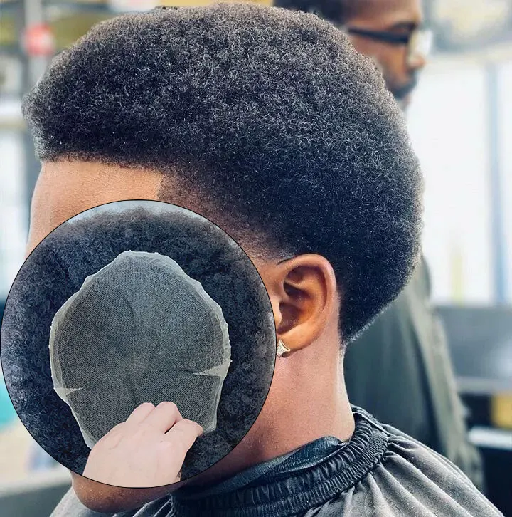 Wholesale Cheap In Stock 100% Real Human Virgin Hair Afro Kinky Curly Men Wigs Full Lace Base Hairpiece Toupee For Hair Loss Men