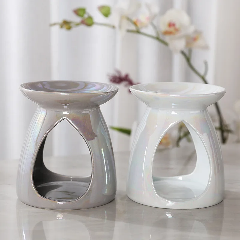 Pearl Color Ceramic Candle Holder Hot Aromatherapy Oil Burner Fragrance Candle Lamp