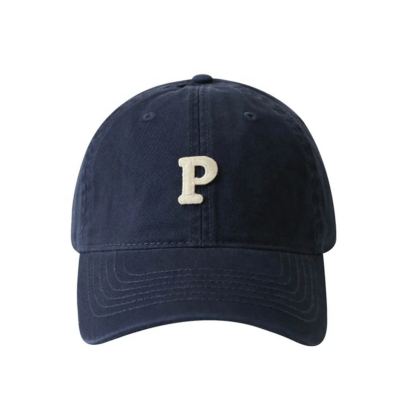 Wholesale Embroidered Letter P Cotton Unisex Baseball Cap Custom Logo Other Hats And Caps