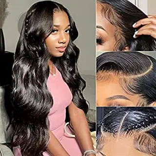 Lace Body Wave Wig Baby Hair Swiss Lace Kinky Curly Wig Wholesale 100% Human Hair Transparent Brazilian with Natural Color Long