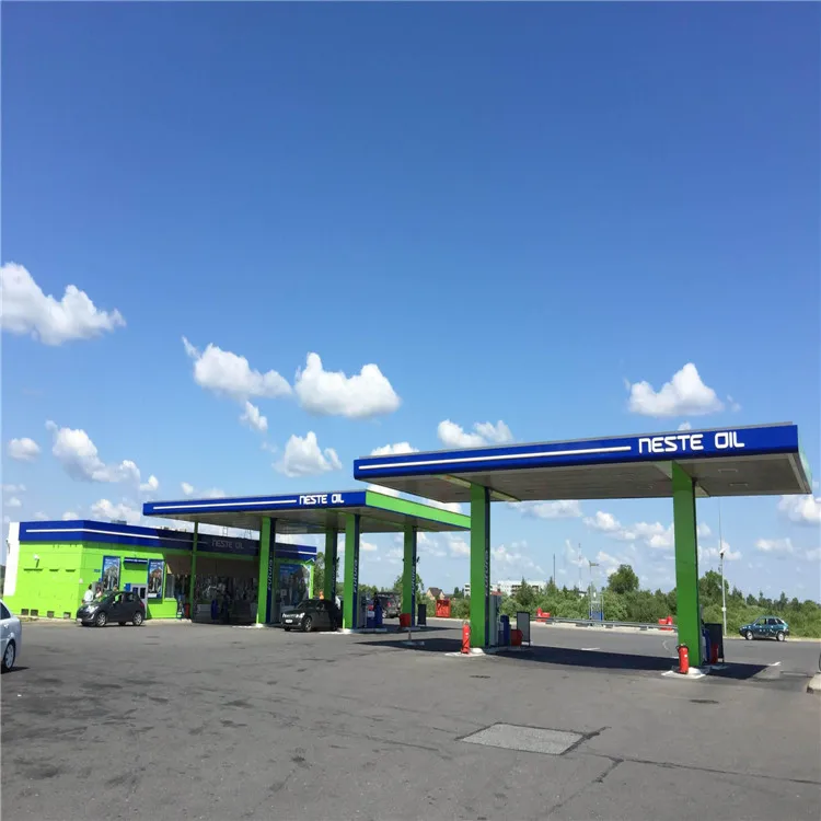Prefabricated Steel Truss Space Frame Fuel Station Construction Steel Structure Petrol Station Canopy Building