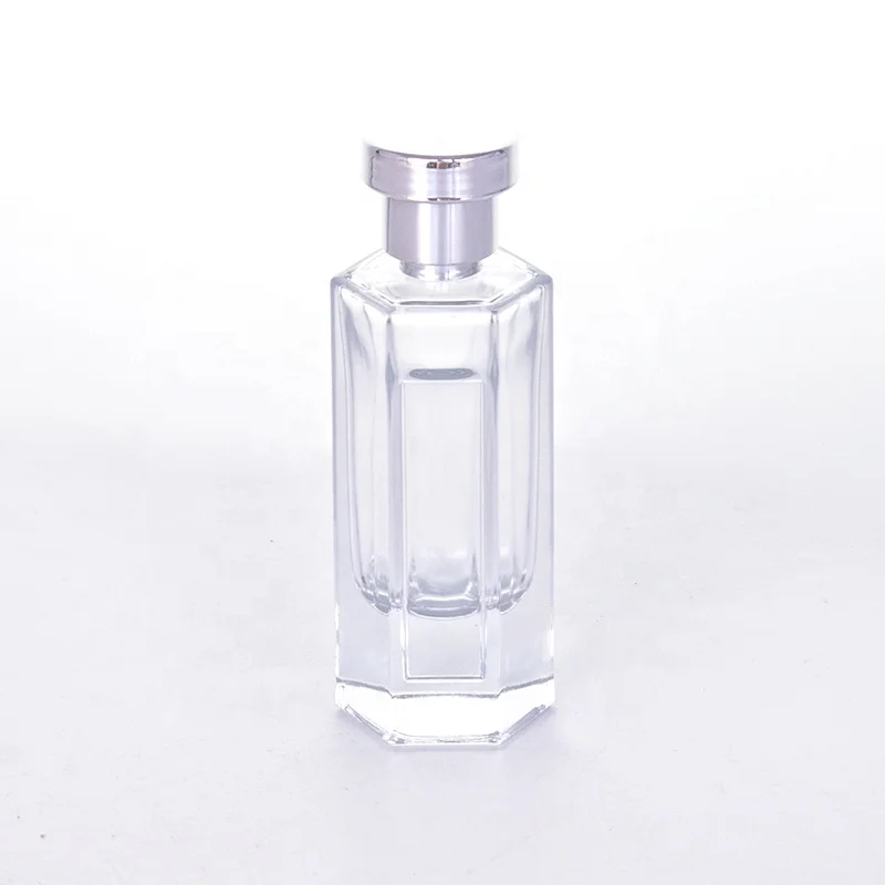 100mL Hexagon Clear Glass Perfume Bottle with Crimp Neck