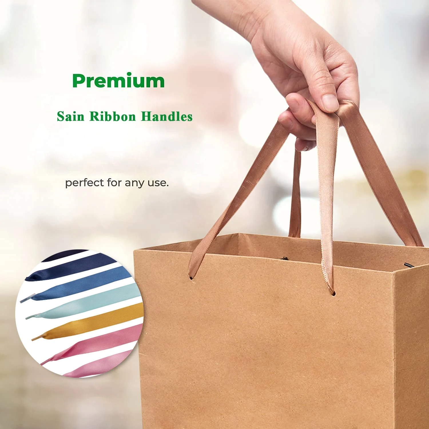 
Customized Factory Logo Printing luxury Polyester grosgrain satin christmas Paper gift bags Shopping packing box ribbon handle 