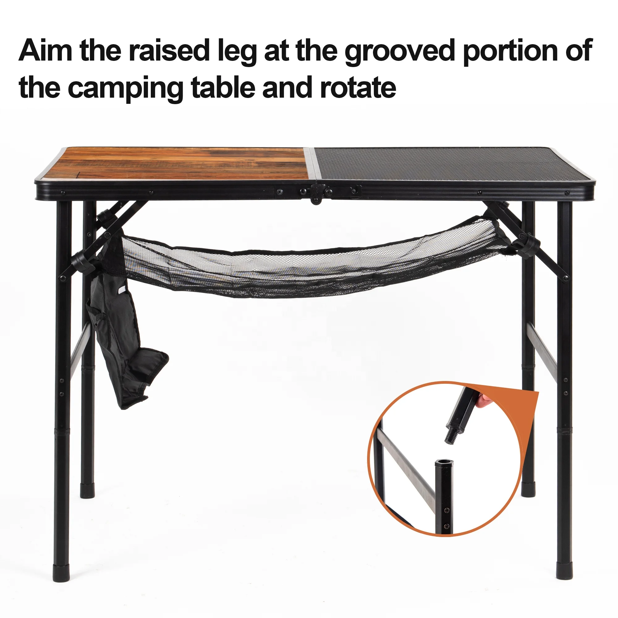 Folding Camping Table for Picnic Table - Adjustable Height Side Tables for Home Kitchen Garden - Outdoor Camp Small Foldable Tab
