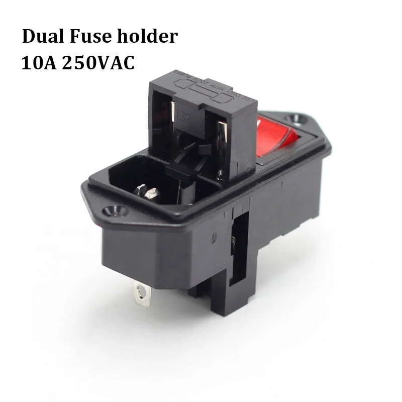 10A 250V IEC320 C14 AC Power Socket Connector With 10A Fuse And Rocker Switch For Pcb Mounting