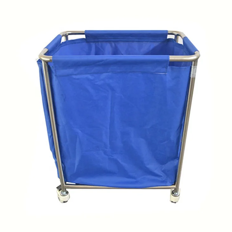 Linen Cart Trolley with Wheels Factory Hotel Metal Heavy Duty Big Laundry Commercial Dirty Stainless Steel QXC-015B China Sturdy