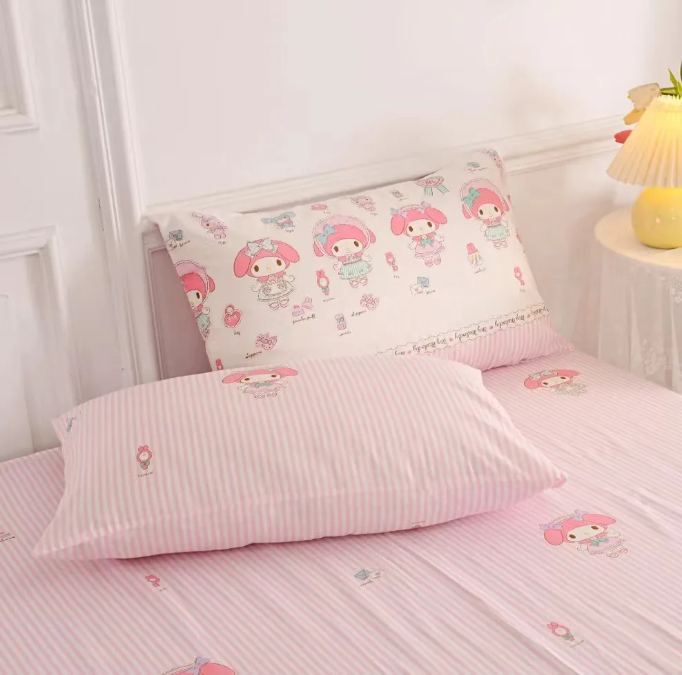 Hot Sale Amazon 100% Cotton Bedding Duvet Cover Set Customized Comforter Bed Sheet Set MY MELODY Cartoon Bedding Set Cotton
