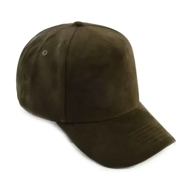 Custom Suede Peak 5 Panel Plain Black Structured Baseball Cap