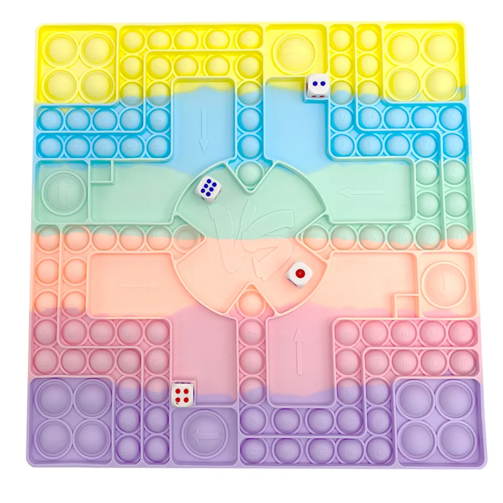
Large Dual Player push game toy silicone chess board push bubble checkerboard toys square tie dye popit sensory game 