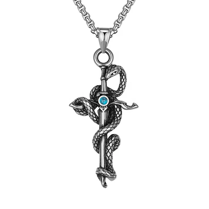 New Arrival Hip Hop Style Sword Pendant Fashion Jewelry silver Plated Purple Zircon Dragon Pendant For Rapper Gift