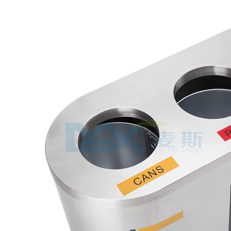 Guangzhou max round 4 bins recycle stainless steel trash bin for mall