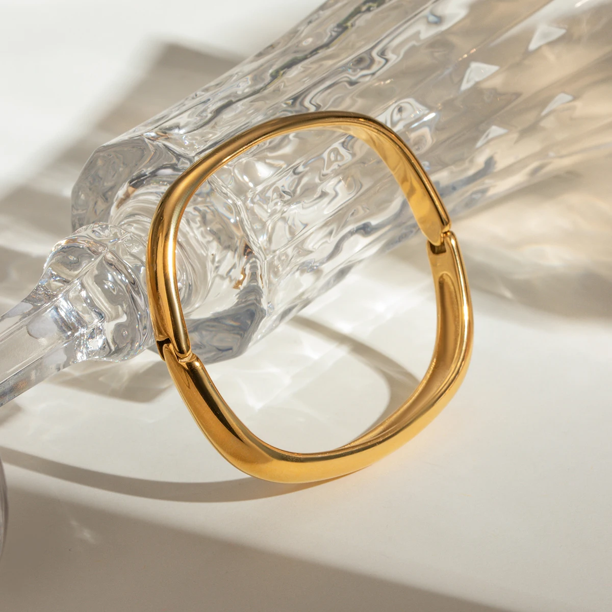 Buckle Square Antique Bracelet 18K gold Plated Stainless Steel waterproof Minimalist Bangle bracelet