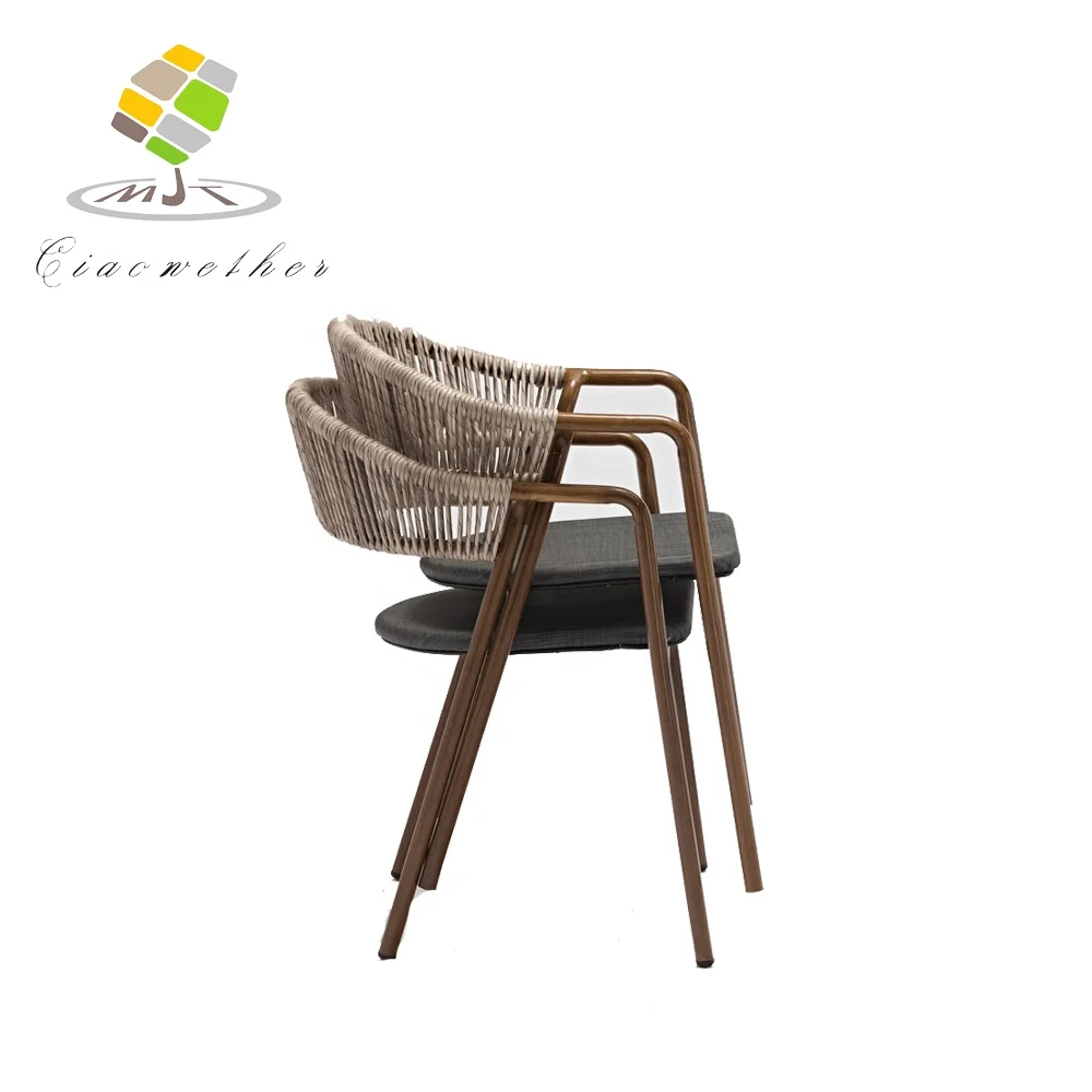 Недорогой садовый уличный Штабелируемый стул из ротанга полиэтилена для кафе ресторана плетеные обеденные стулья
