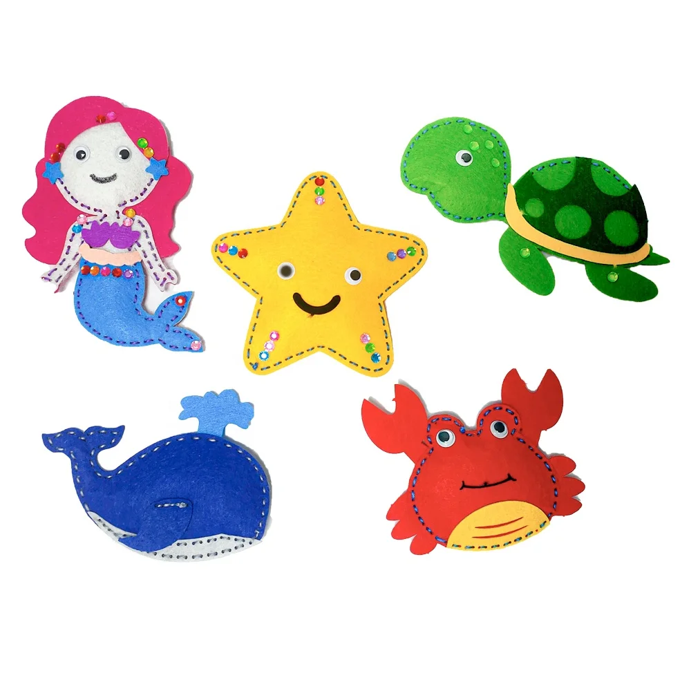 DIY Crafts Felt Animal for Girls and Boys Handmade Felt Craft Jungle Animal Dinosaur Theme Sea Life Three Style Options