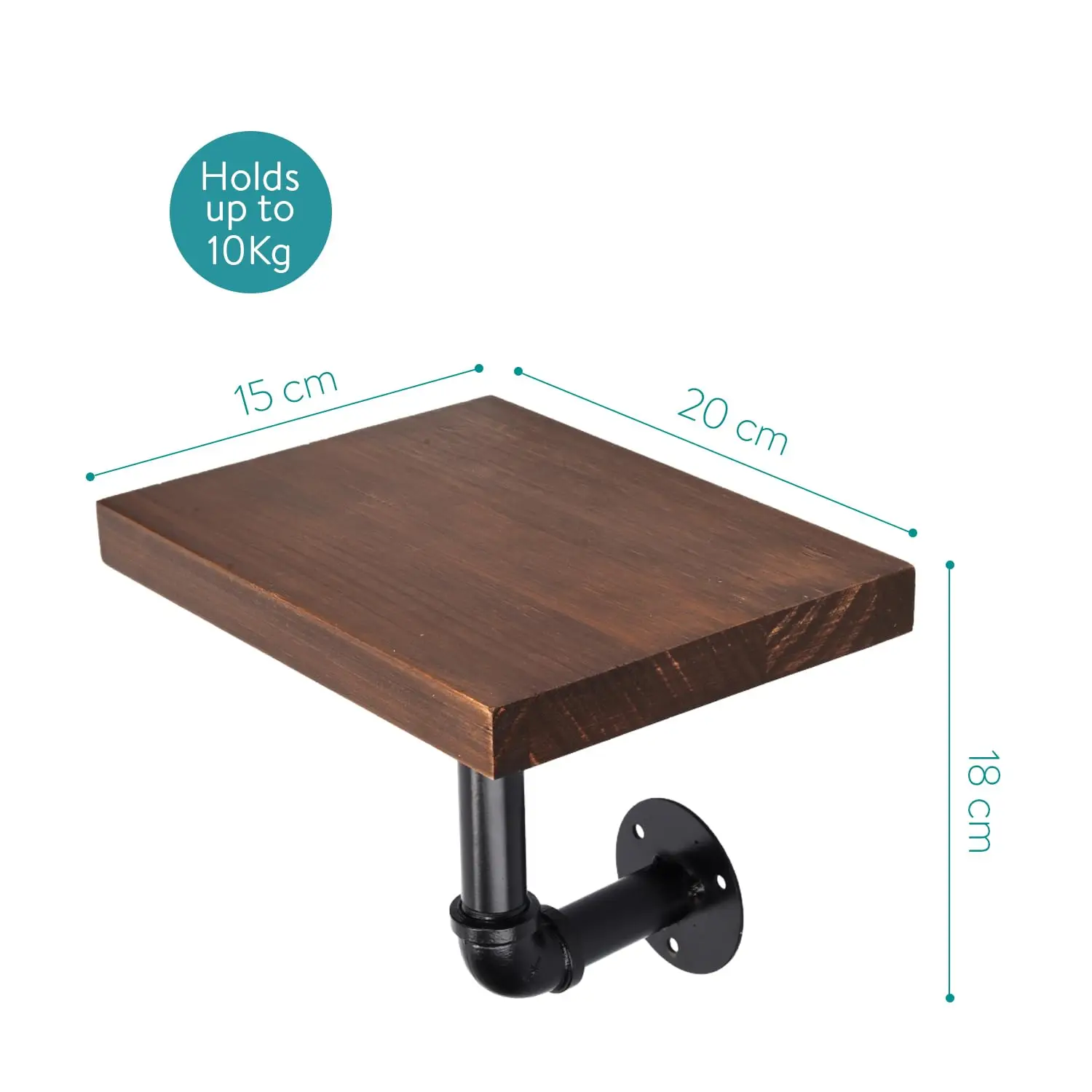 Hot Sales Decorative Pine Wood Wall Mounted Shelves Black Pipe Brackets Wall-Mounted Wood Shelving Industrial Pipe Shelf Set