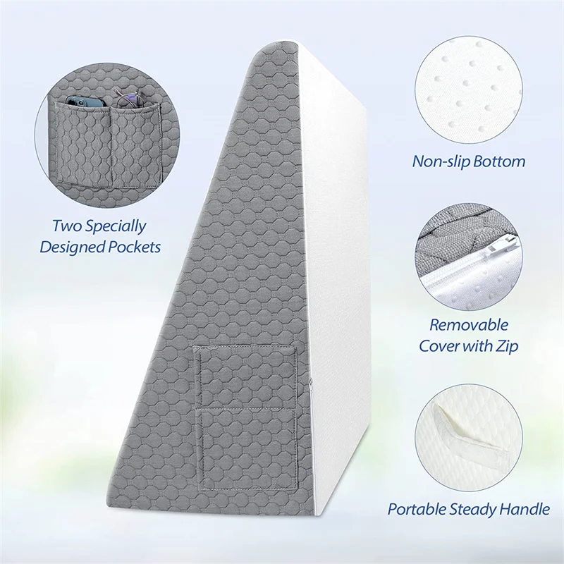 Recently Popular Knee Support Memory Foam Pillow Portable Steady Handle Two Specially Designed Pockets Wedge Pillow