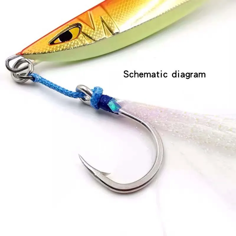 Mustad J-ASSIST5 Fast Jigging Purple Haired Ring Seamless Deep Sea Fish Hook Slow Swing Jigging Hook Pvc Box Shandong Dummy Tin