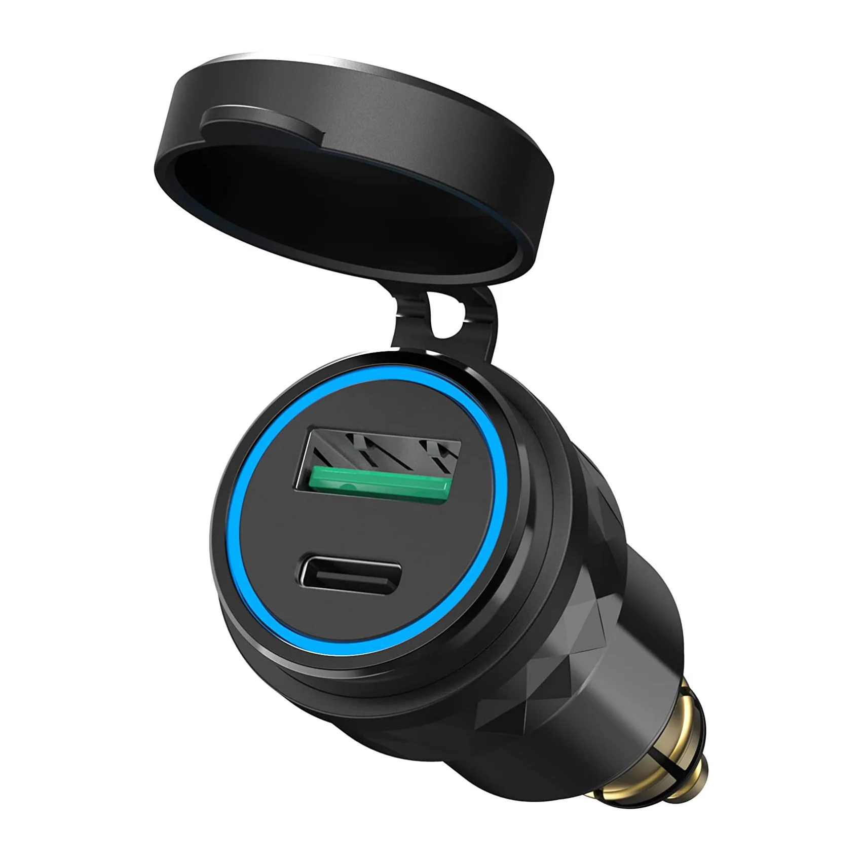 charger for EU BMW car bus motorcycle boat 28W quick charge 3.0 A female c female  car panel mount  2 in 1 USB