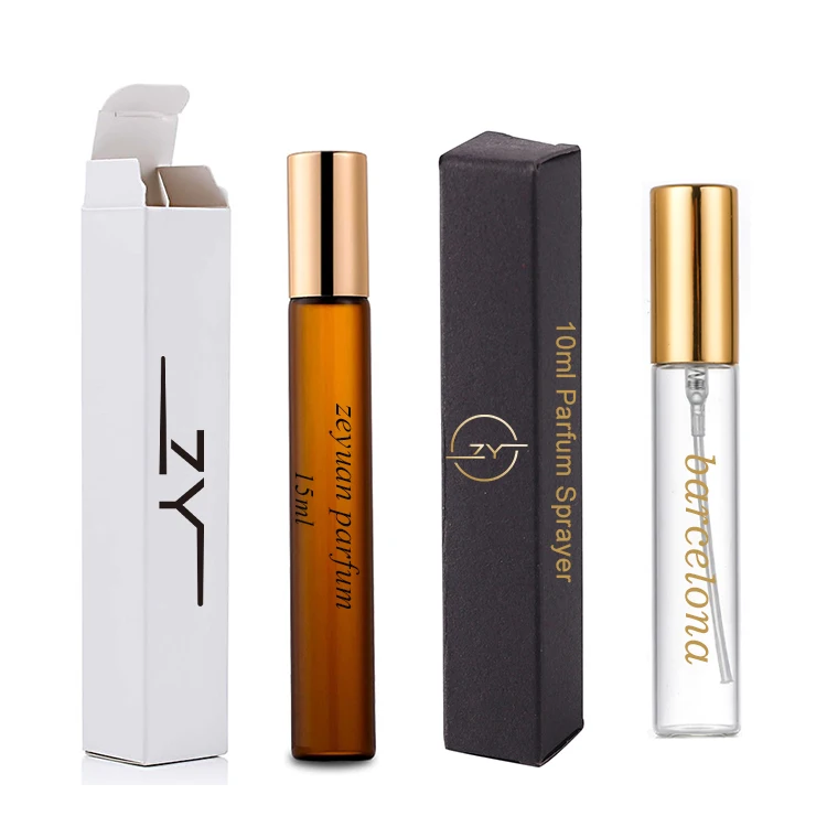 Wholesale Portable Parfum Spray 10 ml  Refill Glass Bottle 8ml 15ml Perfume Bottle With White Black Paper Box