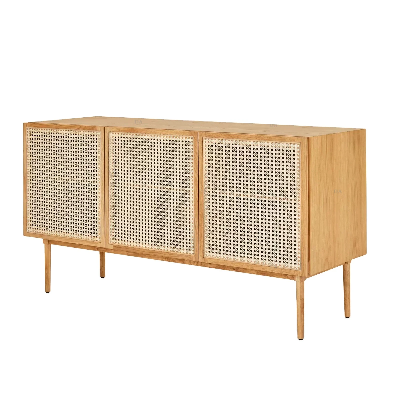 Factory Wholesale Oak Buffet Table Solid Wood Rattan Furniture Dining Room Sideboard Buffet Cabinet