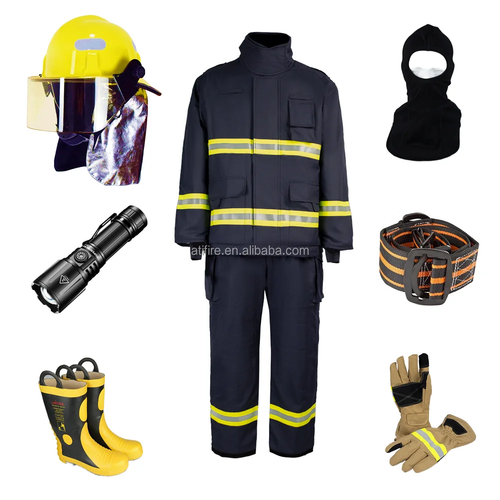 Flame Retardant EN469 Nomex IIIA Firefighter Suits Aramid Fire Gear Fireman Uniform Firefighting Clothing Cotton helmet boots