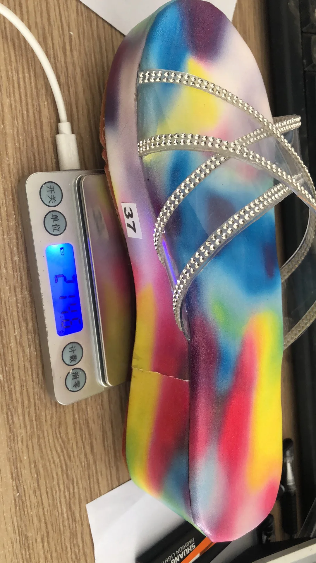 
2021 new summer thick bottom colored rhinestone ladies cross sandals and slippers slippers for women 