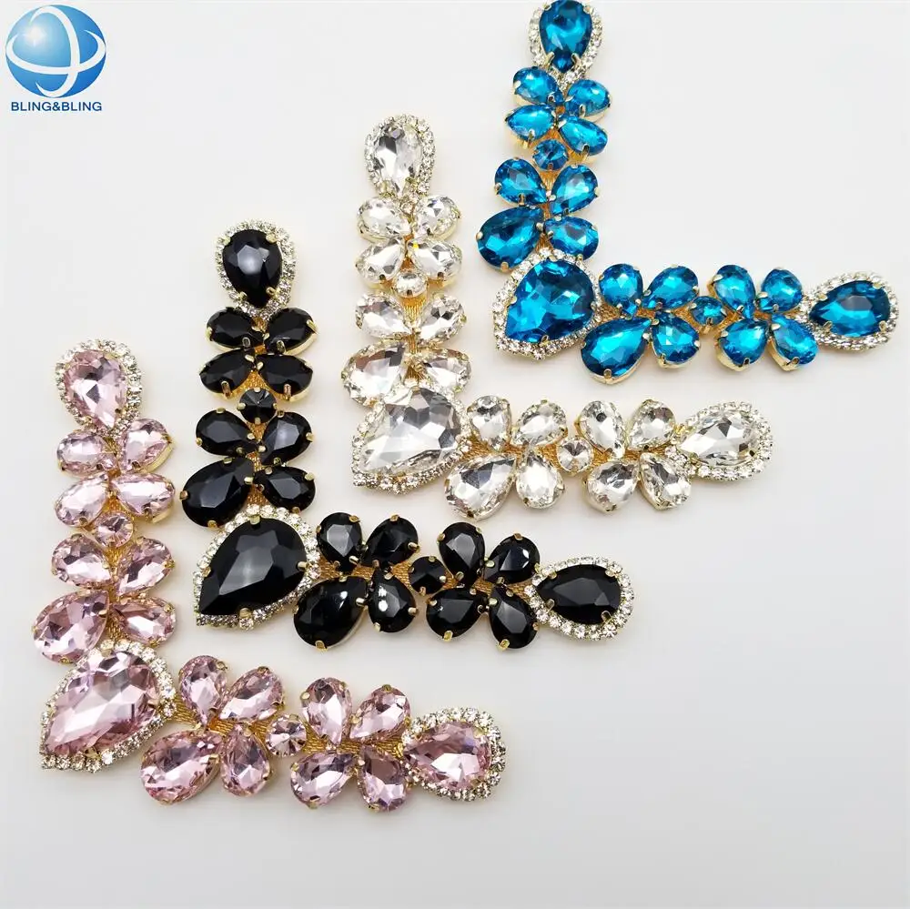 Graceful Blue Crystal V Chain Flip Flop Shoes Accessories Summer Slipper DIY Craft Decorative