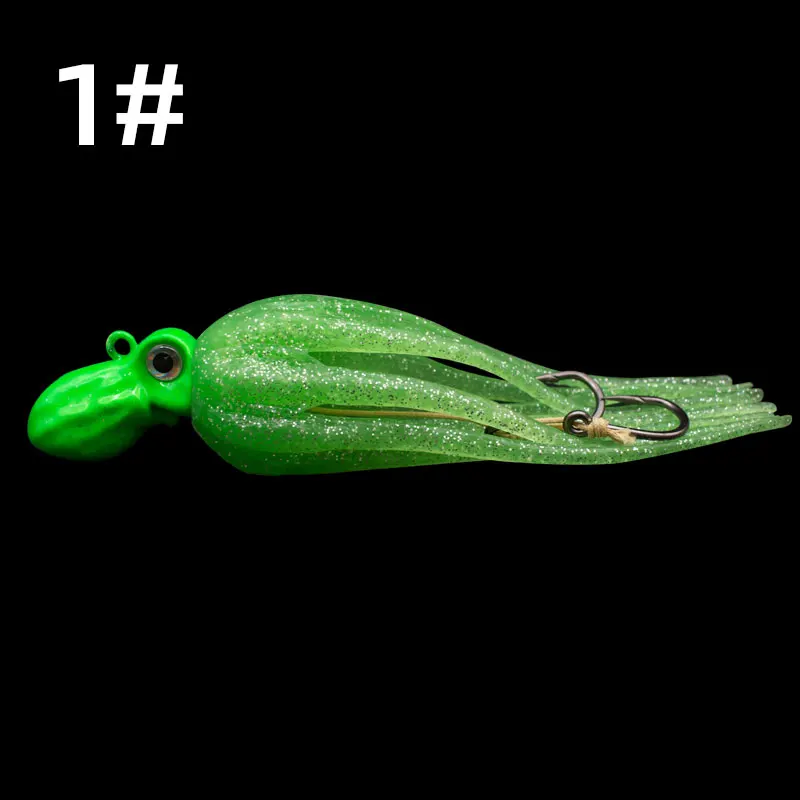 Hot sale soft bait Colorful squid lure lead metal jig lure heavy octopus lures with rubber skirt