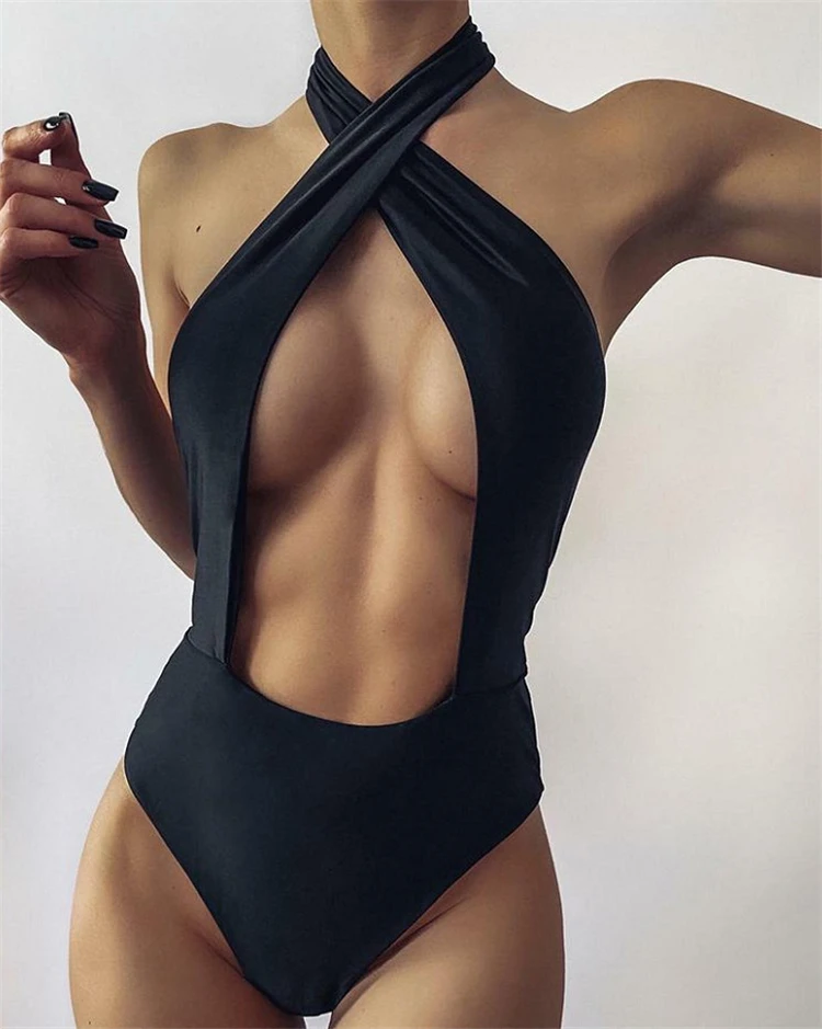 Custom logo halter swim wear beach swim suit plus size bulk swimwear one piece swimsuit beachwear 2021 bathing suits for women