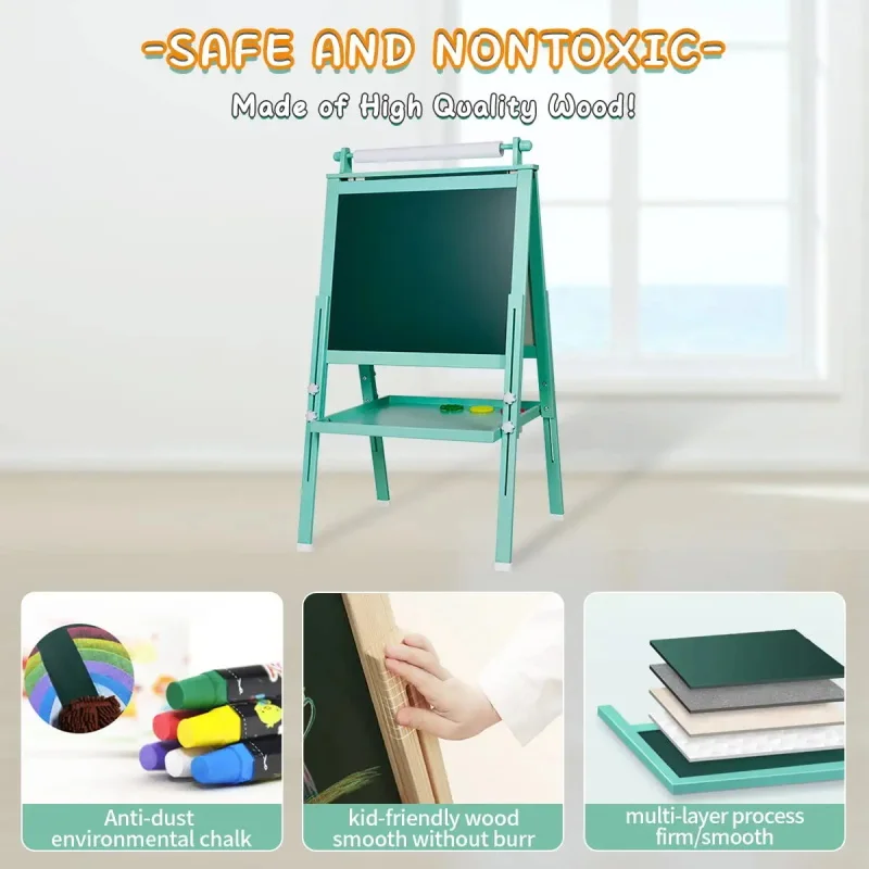 Wooden Adjustable Double Sided Drawing Board Whiteboard & Chalkboard Dry Erase Board  drawing