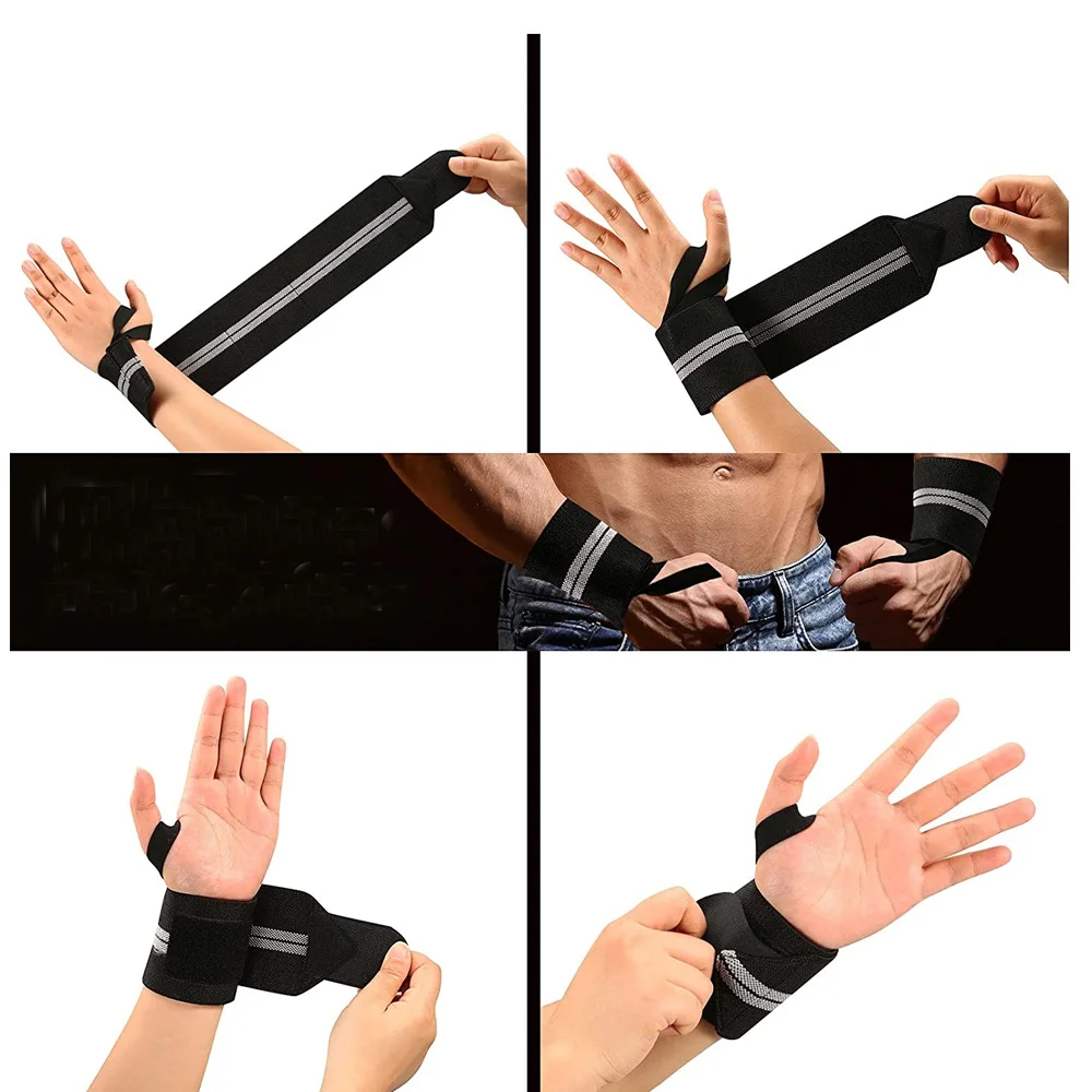 Fitness Gym Equipment Premium Leather Weight Lifting with Neoprene Wrist Wrap Support for Men & Women