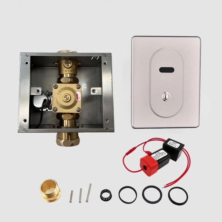 High Quality Bathroom Toilet Sensor Urinal Flush Valve Automatic DC Power Urinal Sensor Flushing Device with Push Button