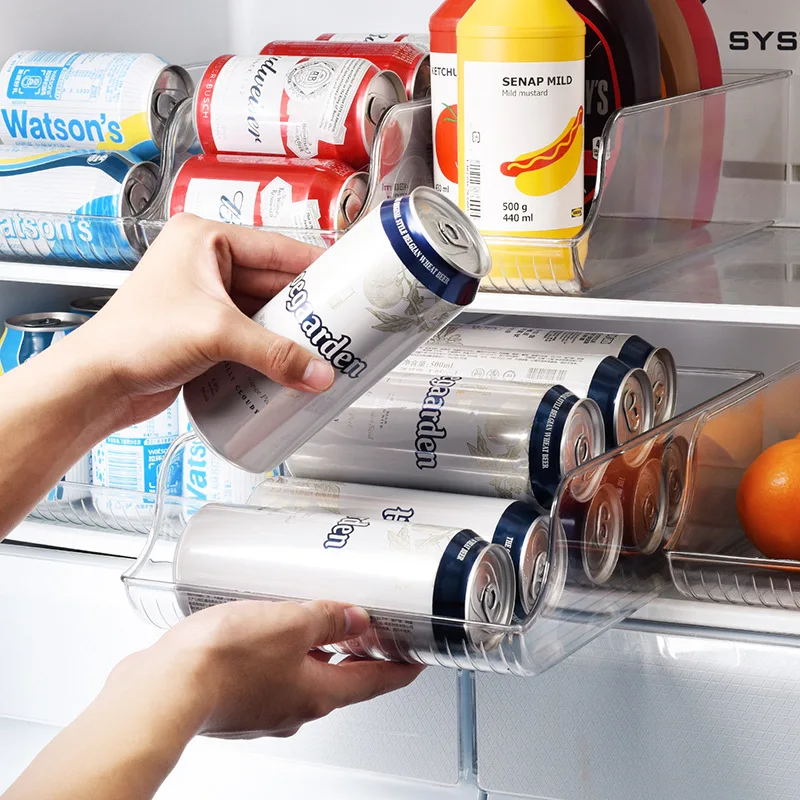 Transparent  Plastic Storage Freezer Organizer Refrigerator Stackable Storage Box Softdrink Household Storage Rack