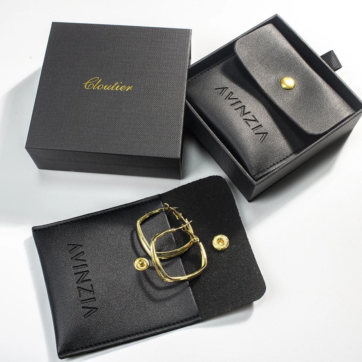 Custom Logo Drawer Sliding Cardboard Paper Luxury Gift Jewelry Box Packaging and  Pouch Bag