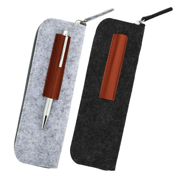 
Hot sale handmade high quality felt pen storage bag felt zipper pencil case 
