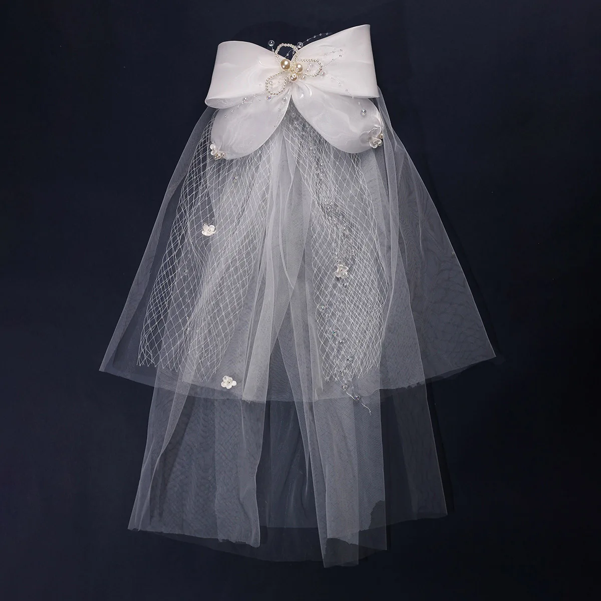 Elegant Wedding Veil Handmade Long Veil  Pears Beads Headdress Bridal Veil DHL Popular  White