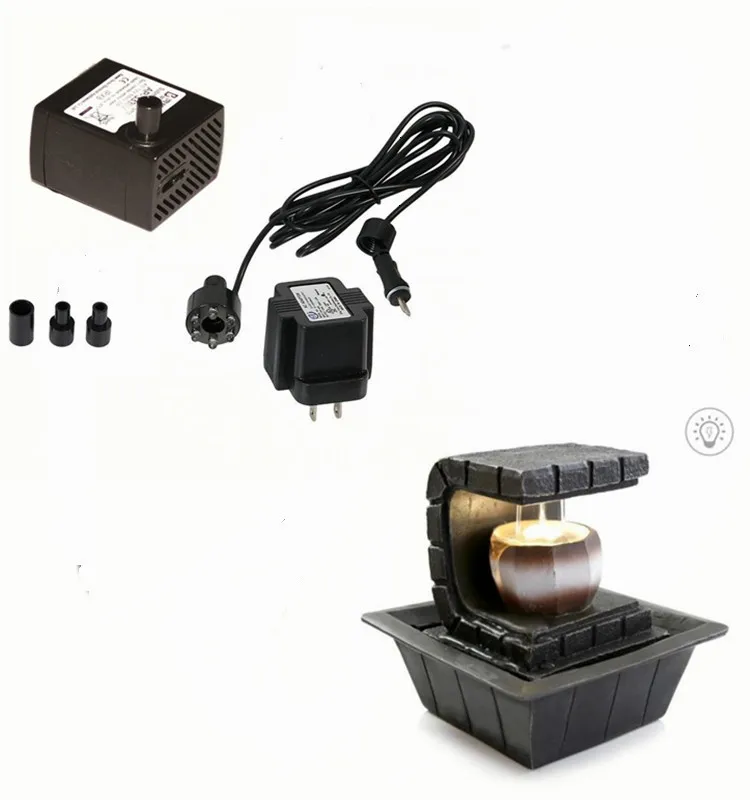 Benbo low voltage safe AC 12V 60Hz table fountain pump with LED lights