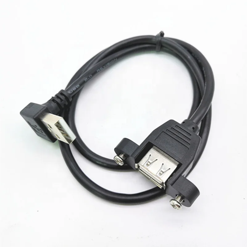 0.6M 1M 2.5M  Up angle Type A USB 2.0 male to Panel Mount Type A Female Cable
