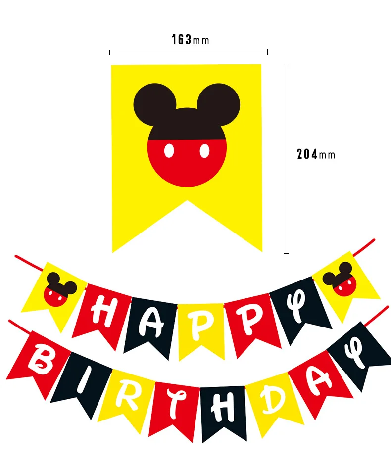 Nice Mouse Theme Kids Birthday Party Decoration Supplies Cake Topper Birthday Banner Latex Balloon Mickey Minnie