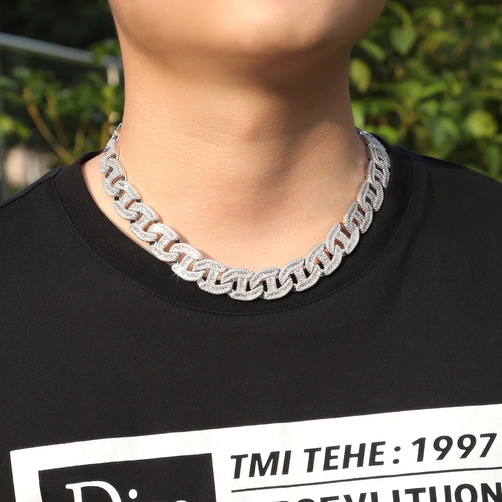 New heavy big punk iced out zirconia hip hop stainless steel cuban link chain for men and women