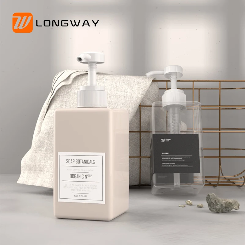 Luxury Hotel Amber 450ml Square Shower Gel Bottle PETG Plastic Lotion Dispenser Shampoo Bottle
