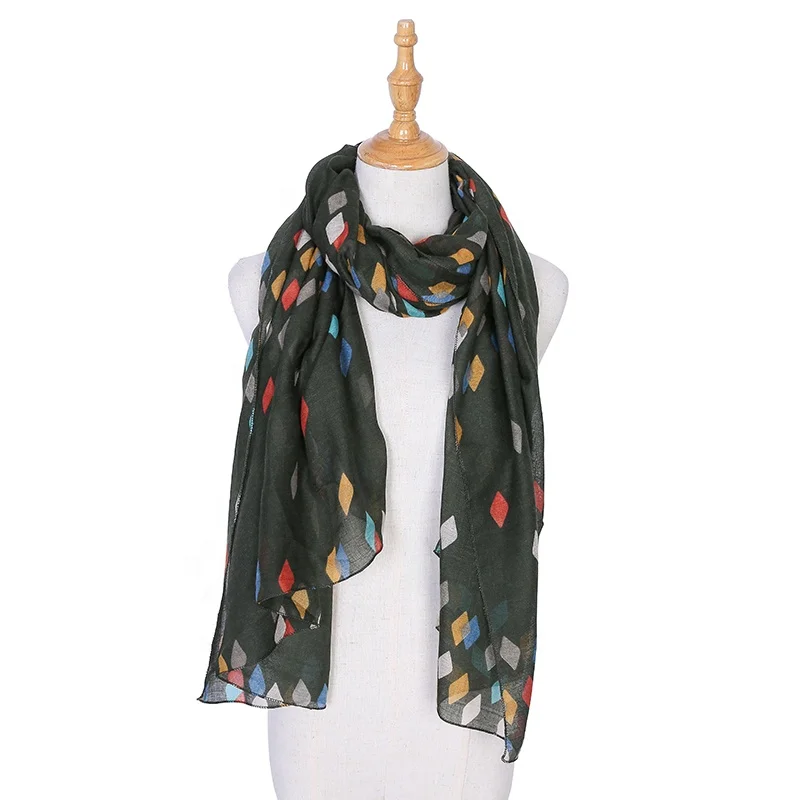 
2020 New Fashion Thin Section Multi Colour Machine Printed 100% Polyester Four Squares Pattern Women Spring Scarf 