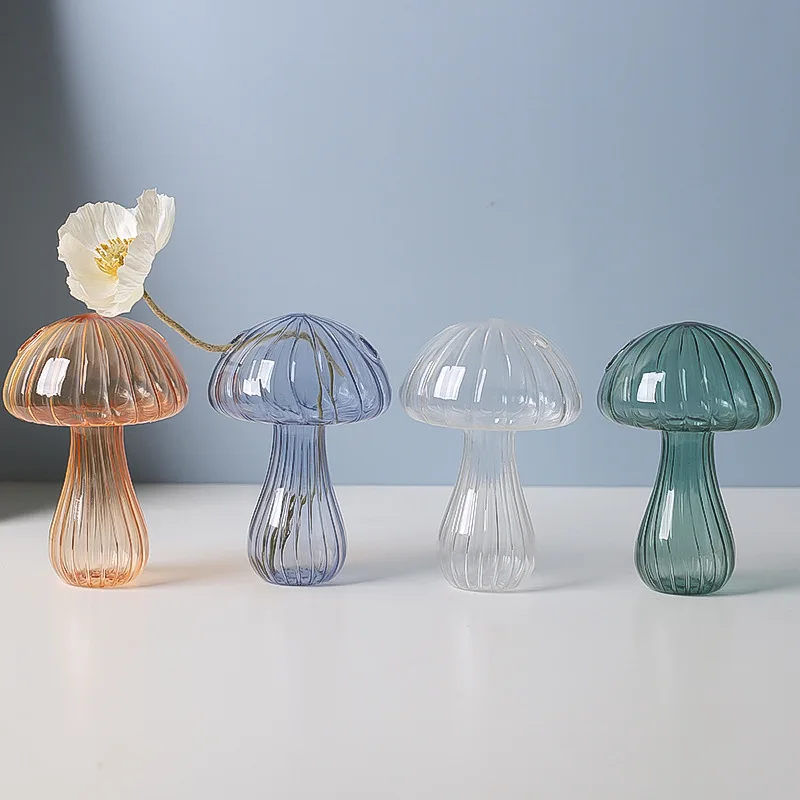 Hydroculture Vase Planter Decor Mushroom Glass Small Glass Modern Minimalist Flower Solid Birthday Glass & Crystal Vases
