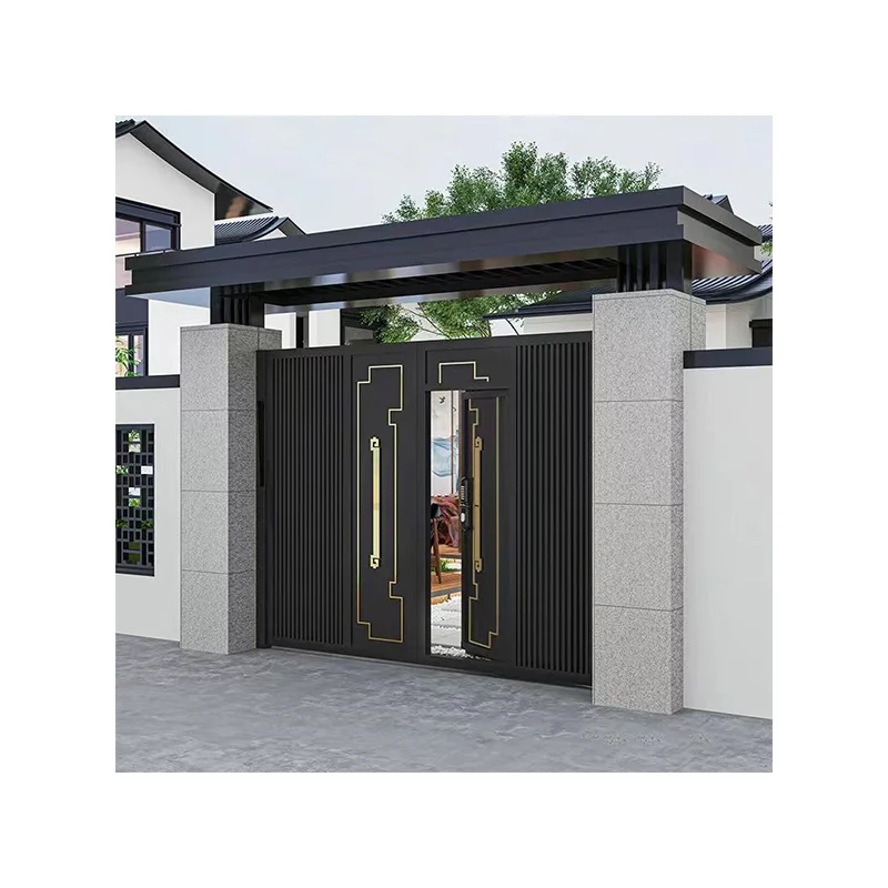 Luxury design round style main gate front security steel door villa  luxury villa smart door lock metal door for villa