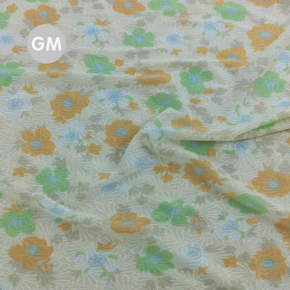 LACE PRINTED FABRIC NYLON 4WAY SPANDEX KNIT FABRIC FOR CLOTH