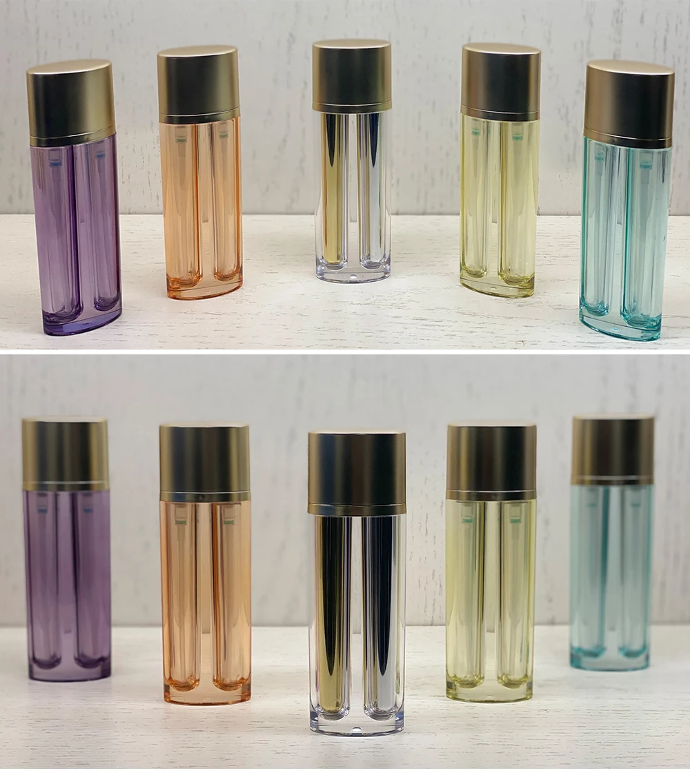 Luxury double 15ml cosmetic cream packaging plastic two compartment bottle