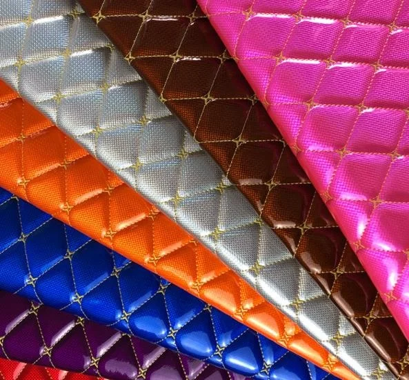 Customized Embroidery Quilted Diamond Stitched Leather PVC Synthetic Leather Materials For Car Seat Covers