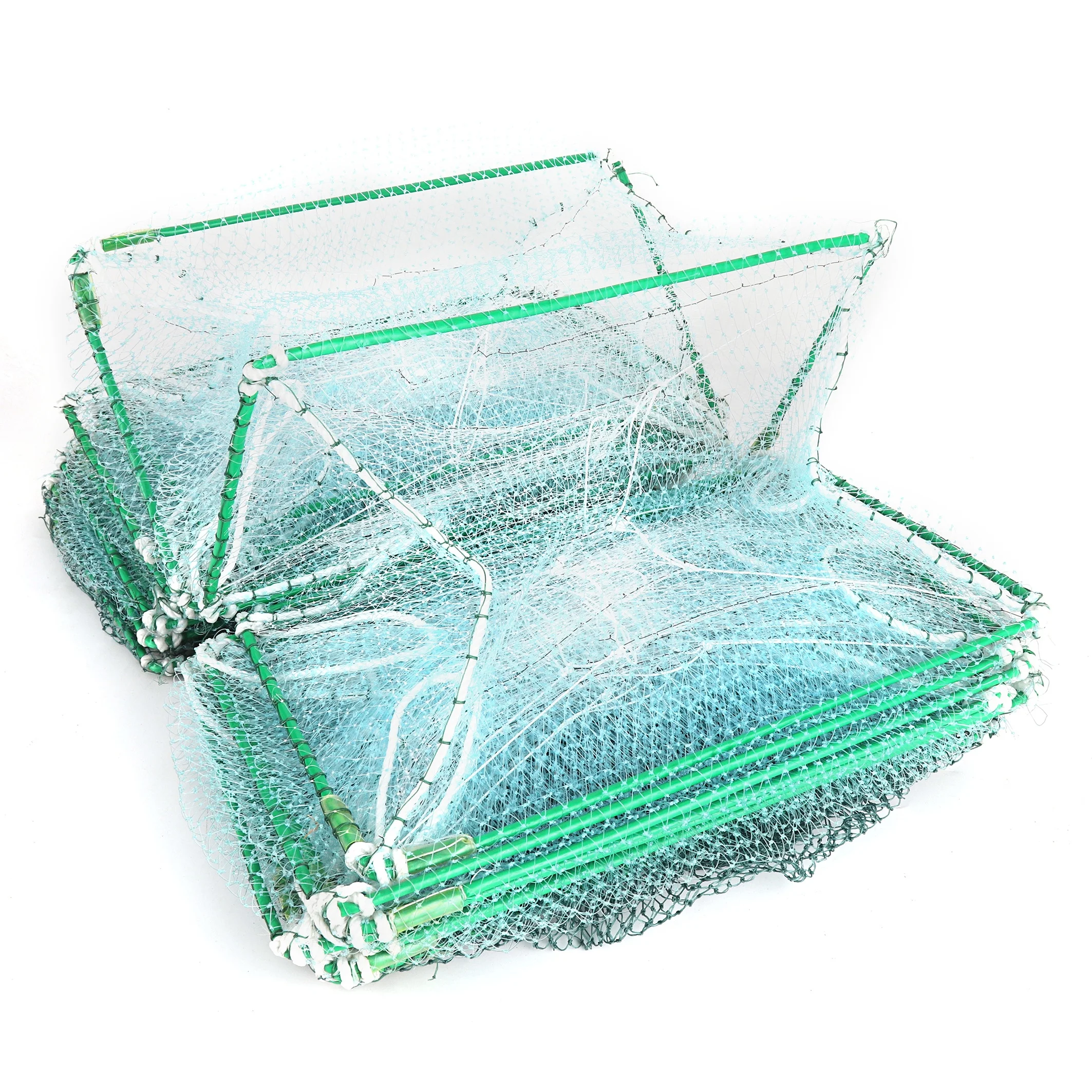 yufeng PE/Nylon Long Trap Fishing Monofilament Cage Trap Green Crab cage Fish, shrimp and crab cages 10 meters long