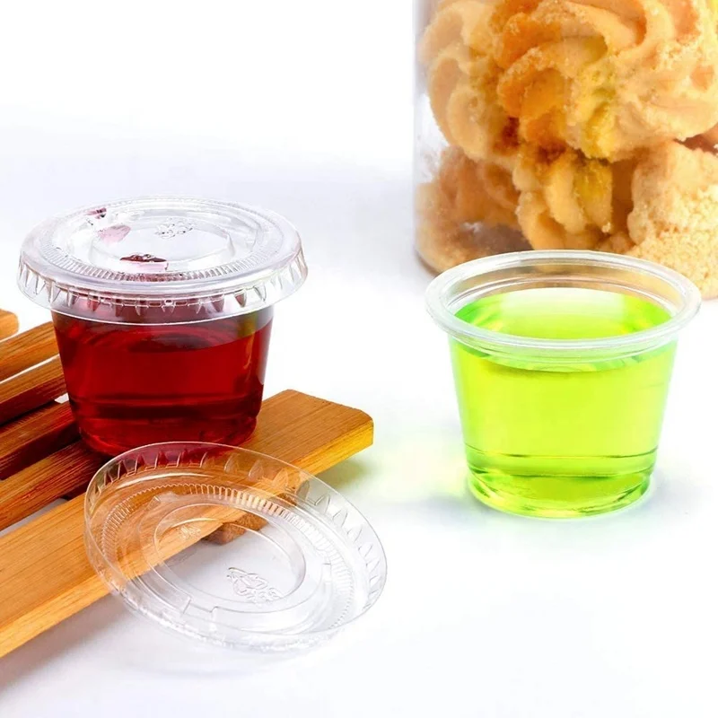  1 oz Plastic Portion Cups With Lids Condiment Sauce